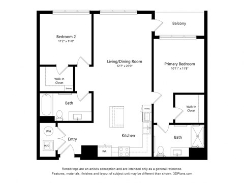 a floor plan of a residence with an open floor plan